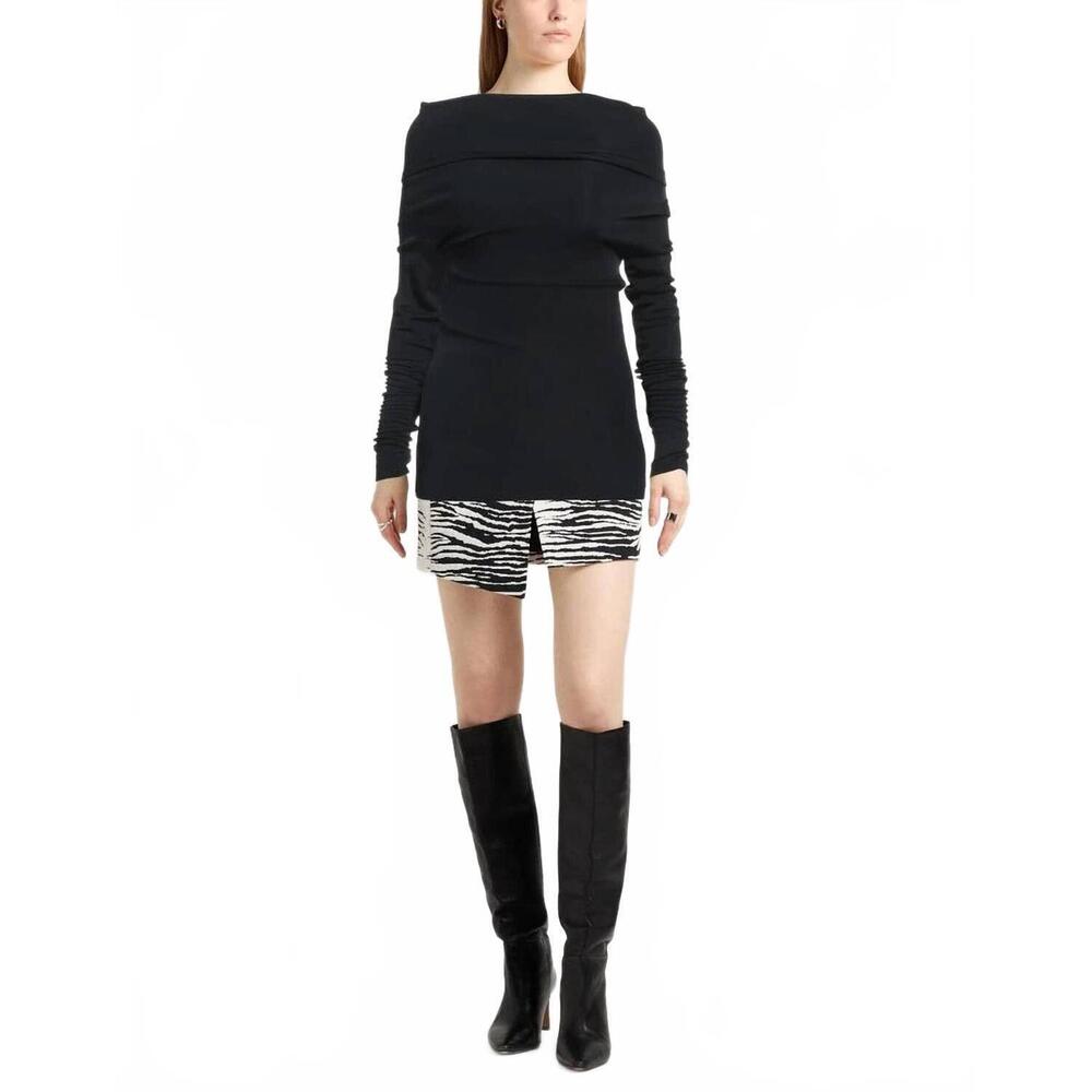 NEW SALVATORE FERRAGAMO women's long sleeve knit top in black